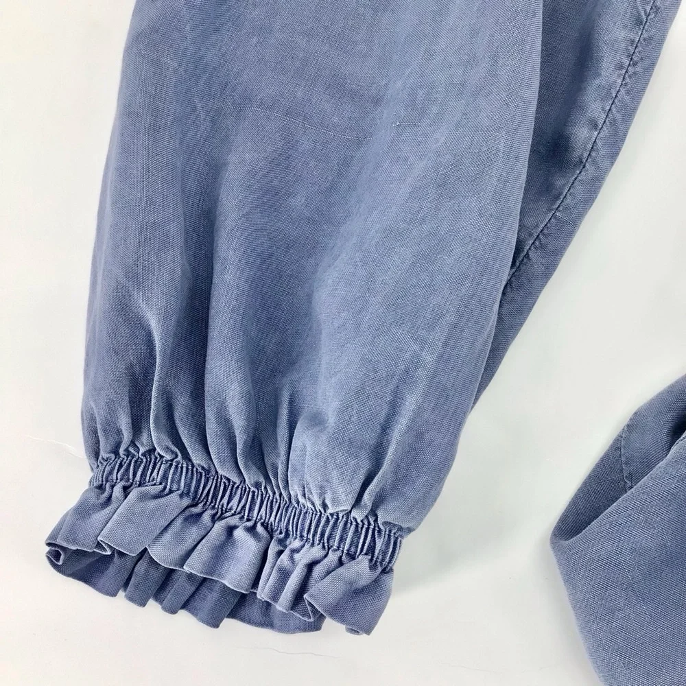 Bella Dahl Tencel-Lyocell Blue V Neck Long Sleeve Smocked Mini Dress Size Large - Picture 11 of 14